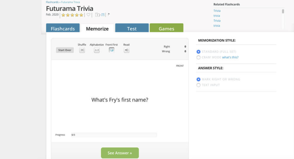 Cram flashcard tool for students to use 