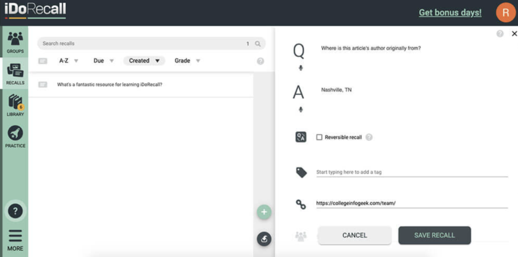 IDoRecall traditional flashcard learning by integrating your study material