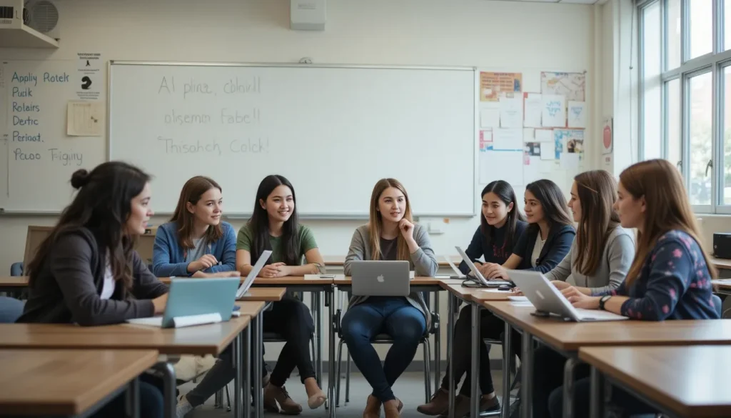 Group of diverse students talking about universities in New York